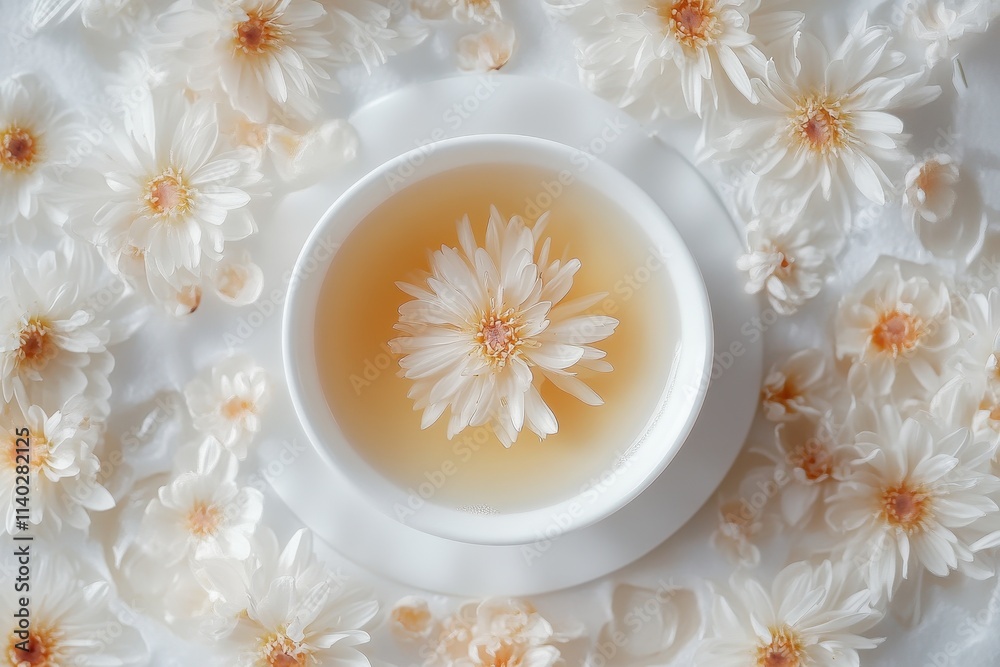 Chrysanthemum infusion in a porcelain cup nutritious drinks Chrysanthemum infusion in a porcelain cup nutritious drinks