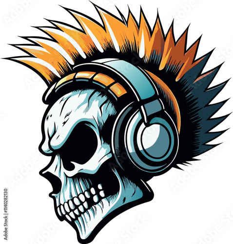 teschio punk con le cuffie 02