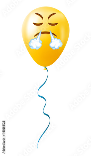 Emoji balloon with an expression of displeasure face Yellow emoji smile