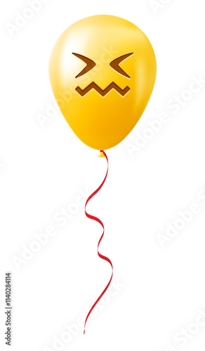 Emoji balloon with expression of shame face Yellow emoji smile