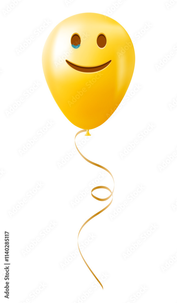 Emoji balloon with happy face with tears Yellow emoji smile Emoji balloon with happy face with tears Yellow emoji smile