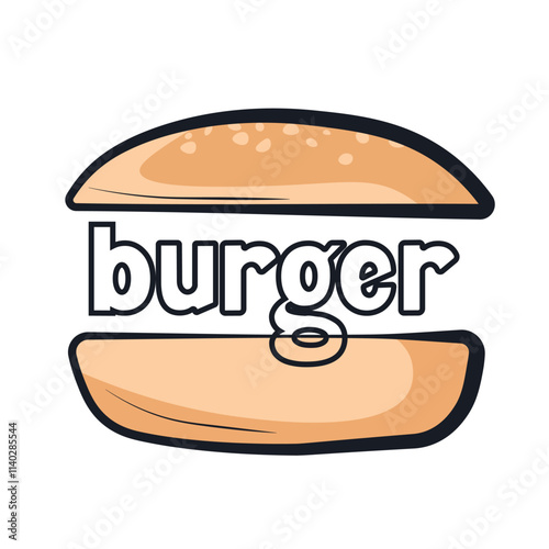 Vector seamless burger pattern. Pattern on a black background, white burgers in one line. Linear drawing for banner, business card, cafe menu