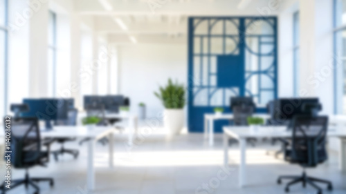 Interior of office, blurry working space with defocused effect.