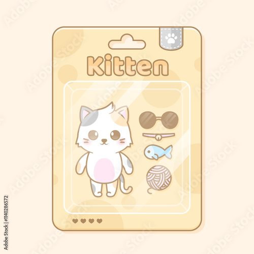 cute kitten toy in blister packaging design