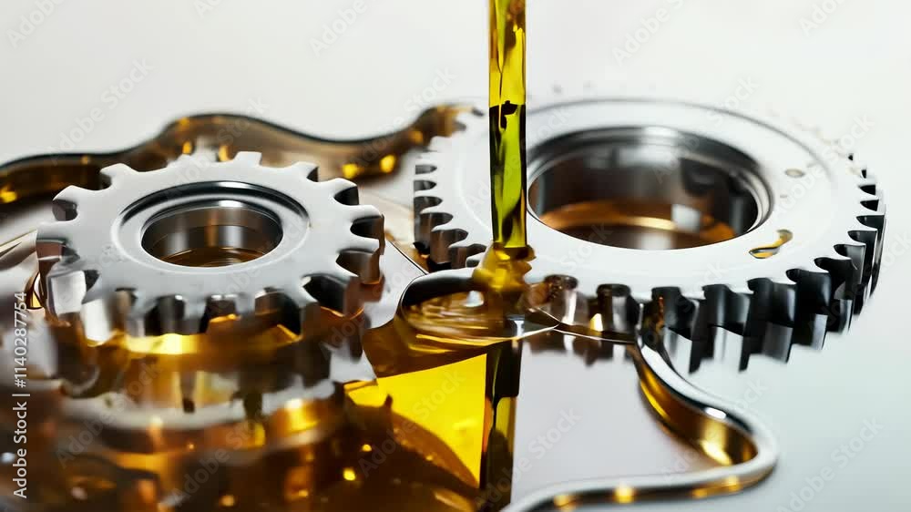 Machine oil video: gears immersed in motor oil, highlighting importance of lubrication in reducing friction and enhancing the functionality of mechanical systems for industrial machinery efficiency.