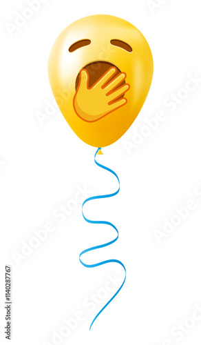 Emoji balloon with yawning face Yellow emoji smile