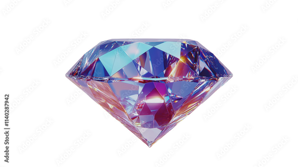 Stunning Faceted Diamond with Iridescent Colors Stunning Faceted Diamond with Iridescent Colors