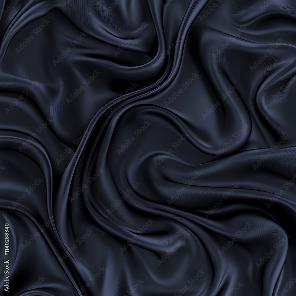 Obraz premium Black silky fabric texture with elegant waves creating a luxurious and smooth appearance.