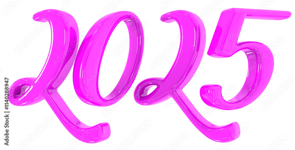 Happy New Year Number 2025 3D Render Happy New Year Number 2025 3D Render
