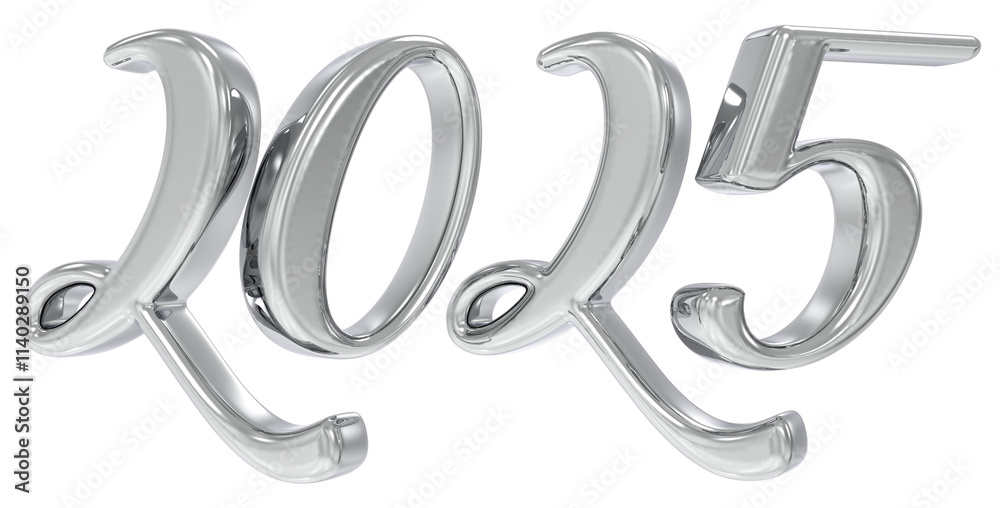 Happy New Year Number 2025 3D Render Happy New Year Number 2025 3D Render