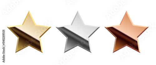 Golden silver and bronze glossy mirror star for apps and websites