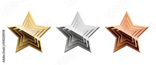 Golden silver and bronze glossy mirror star for apps and websites
