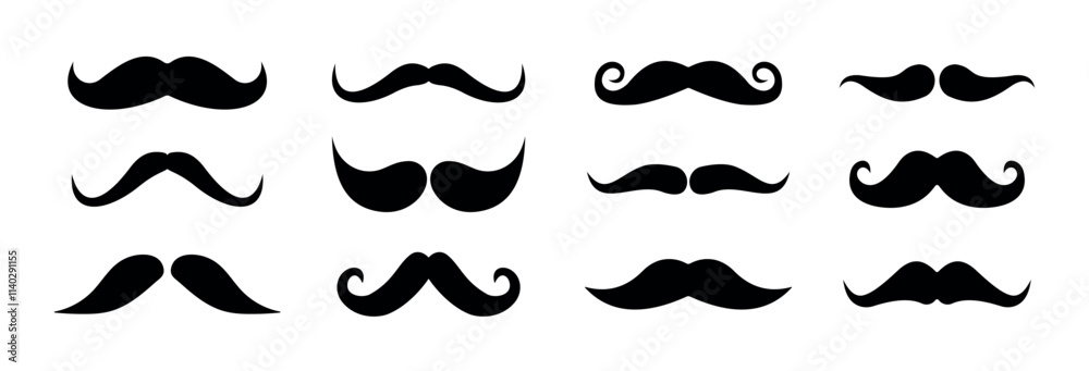 Moustache icon set. Vector