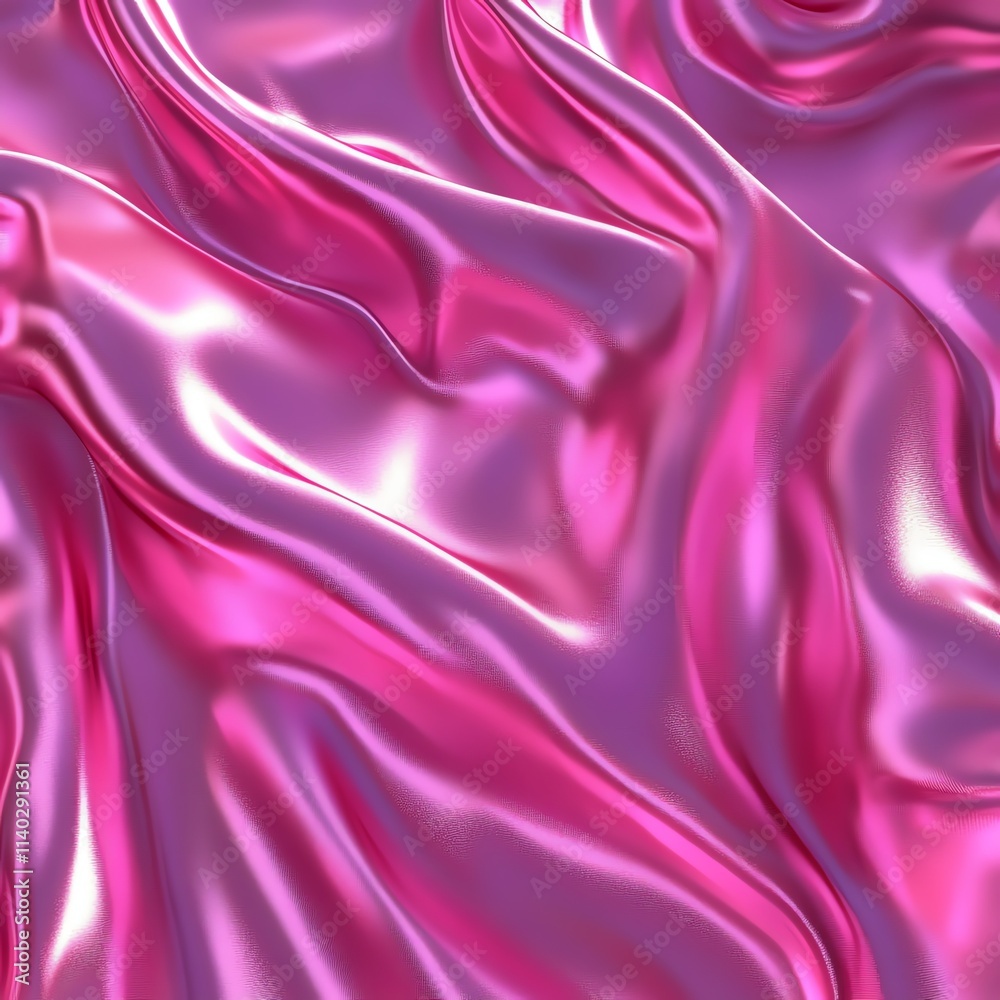 Fototapeta premium Pink silk texture with shiny, smooth folds creating a luxurious and elegant background.