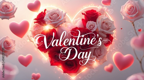 happy valentines day card with hearts