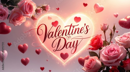 valentines day card with pink roses