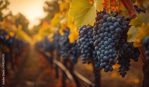 AI generator image of farmer happily picking black grapes in the field, black grapes in the countryside, farm is good weather, black grapes are popular to eat fresh. and fermented into wine