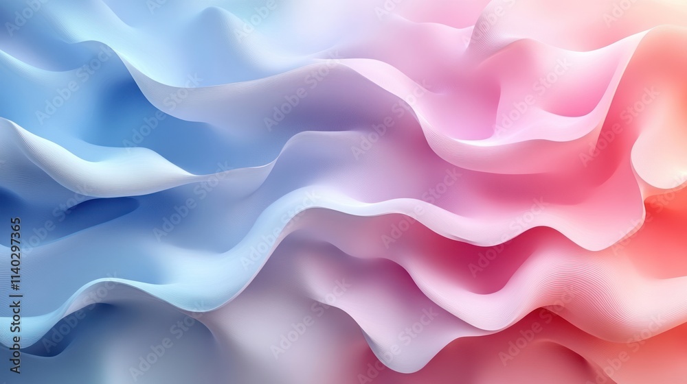 Abstract wavy gradient background of flowing blue, white, pink, red. Abstract wavy gradient background of flowing blue, white, pink, red.