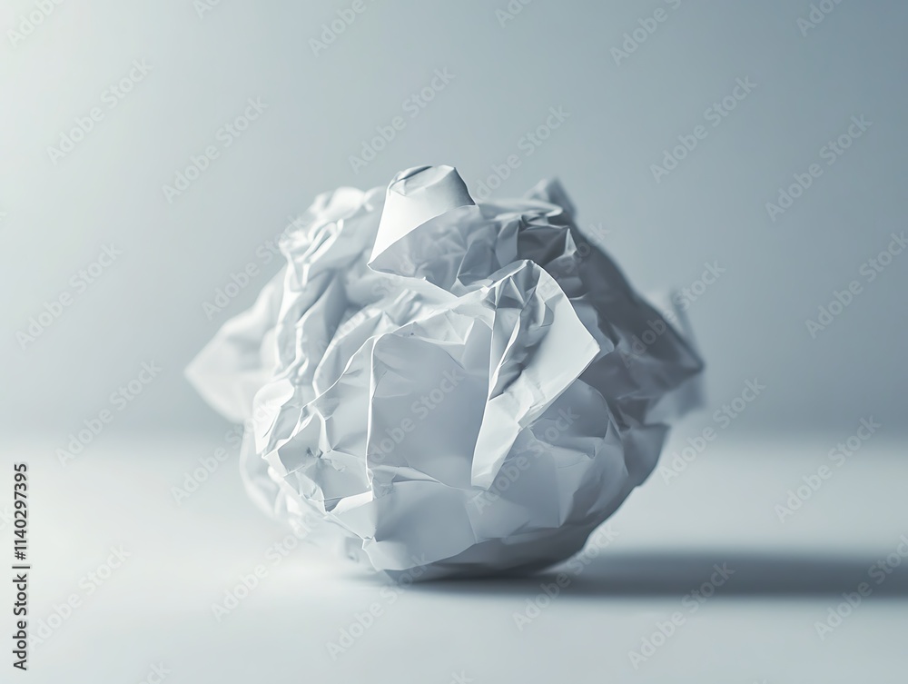 A crumpled paper ball on a white surface A crumpled paper ball on a white surface