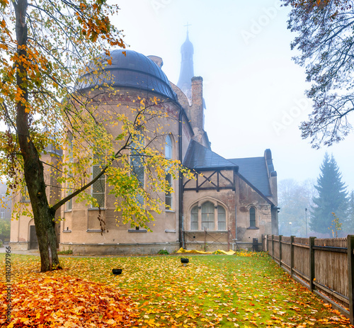 Lutheran church in village of Dubulti in Jurmala, Latvia. It was built in 190...
