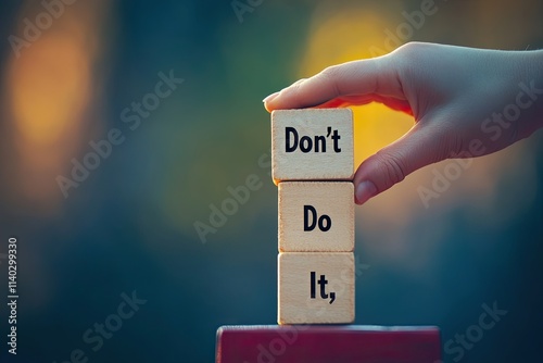 A hand flipping a block with the word 
