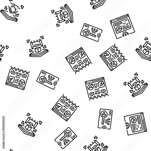 virtual conference event online vector seamless pattern thin line illustration