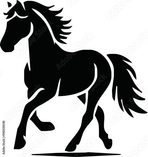 Silhouette Of Horse running Vector