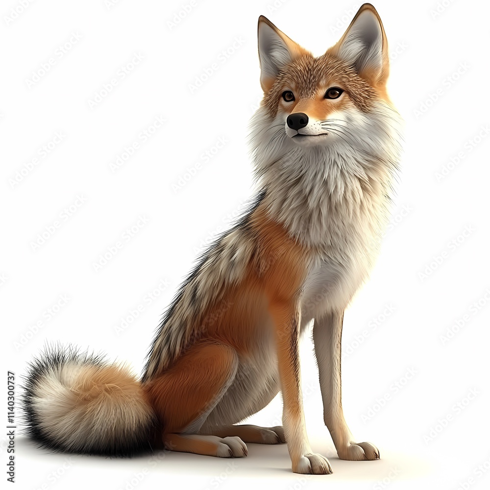 Obraz premium Sleek and Stealthy: Isolated Jackal on White Background