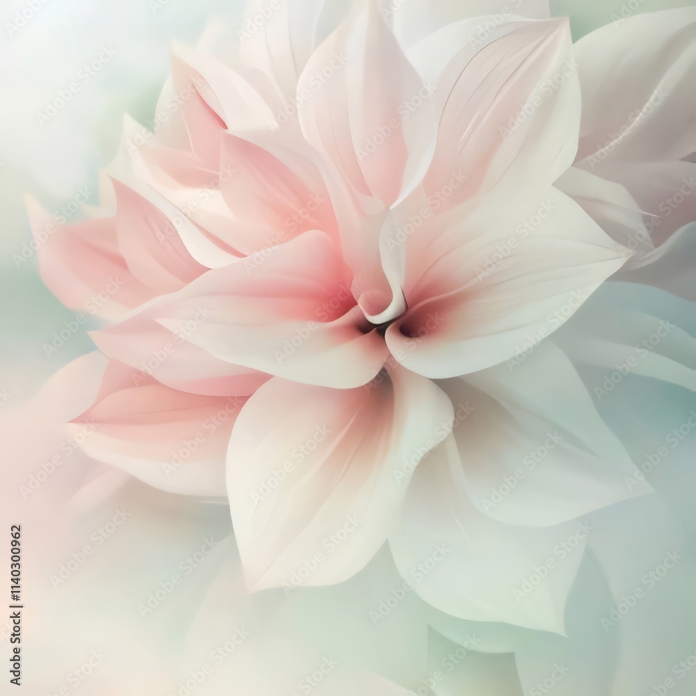 Close-up of a delicate, pale pink dahlia flower. Close-up of a delicate, pale pink dahlia flower.