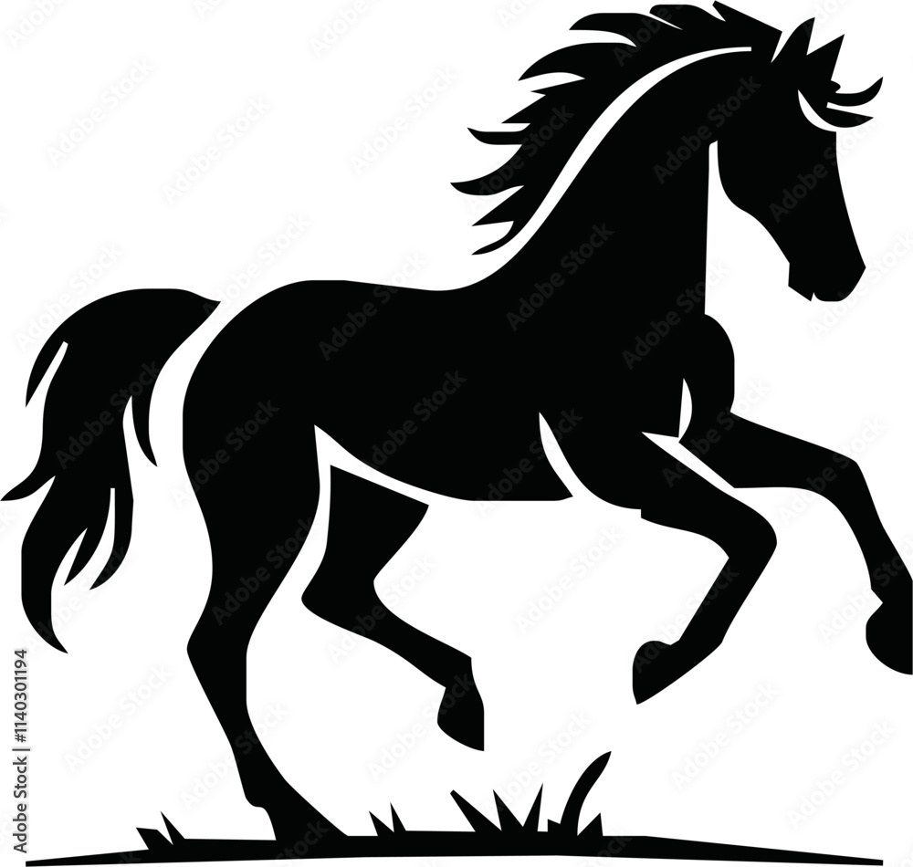 Silhouette Of Horse running Vector