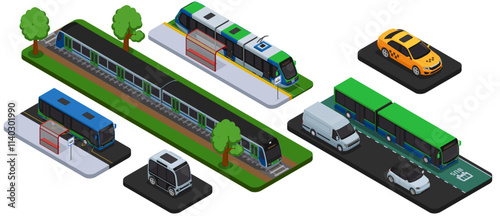 Isometric Urban Transportation Illustration