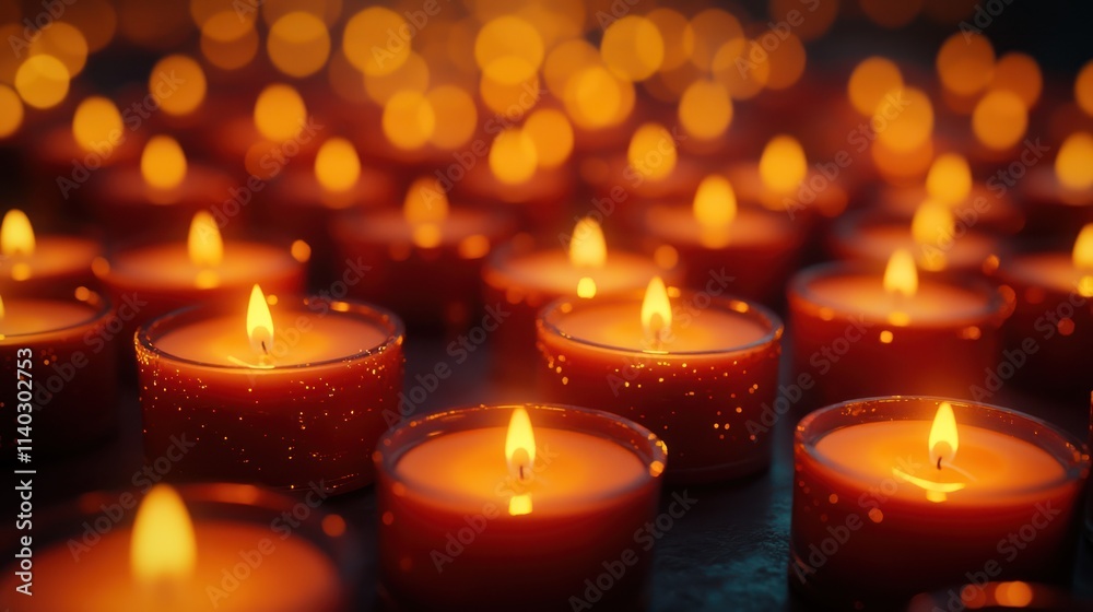 Glowing tea lights create a warm, inviting ambiance. Glowing tea lights create a warm, inviting ambiance.