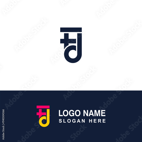 Creative graphic logo with letters FJ.