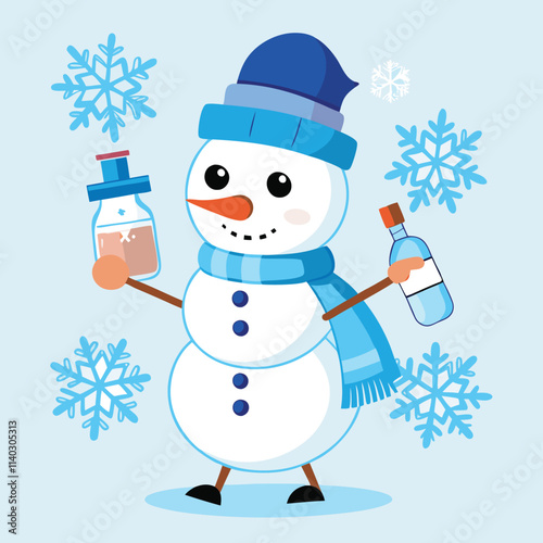 snowman with a gift