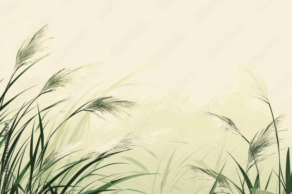 Obraz premium Green backdrop with Japanese grass