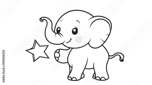 A cute cartoon baby elephant. photo