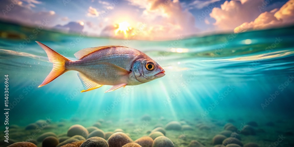 Naklejka premium Chill Fish: Serene Underwater Documentary Photography - Relaxing Aquatic Life