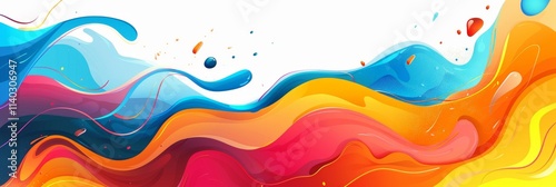 Colorful vector background with abstract shapes and splashes, on a white background. Vector illustration in a flat design Colorful splashes, with white space for text