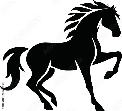 Silhouette Of Horse running Vector