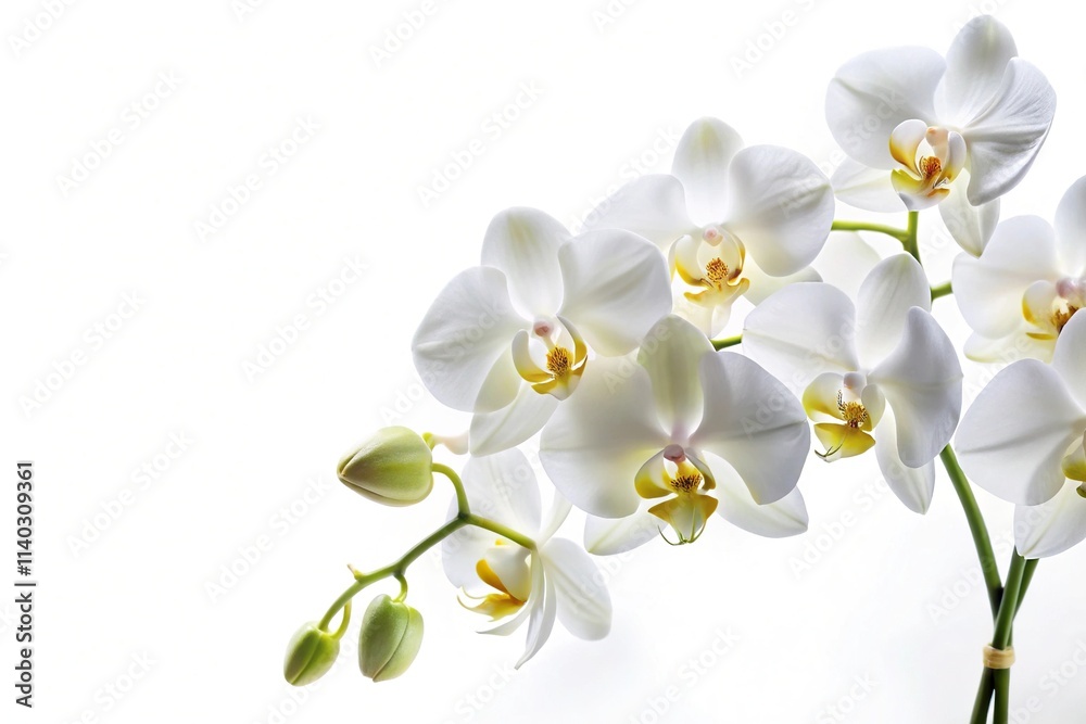 Obraz premium Silhouette of white orchid flowers isolated on white background