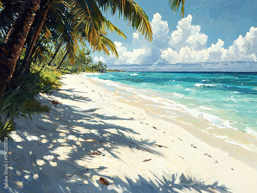 tropical beach with palm trees