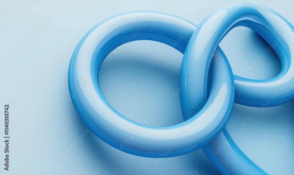 Blue knot shape, three dimensional design against a light background. Blue knot shape, three dimensional design against a light background.
