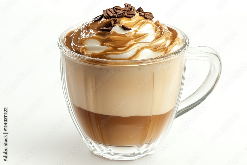 Isolated white background featuring a tasty dalgona coffee Isolated white background featuring a tasty dalgona coffee