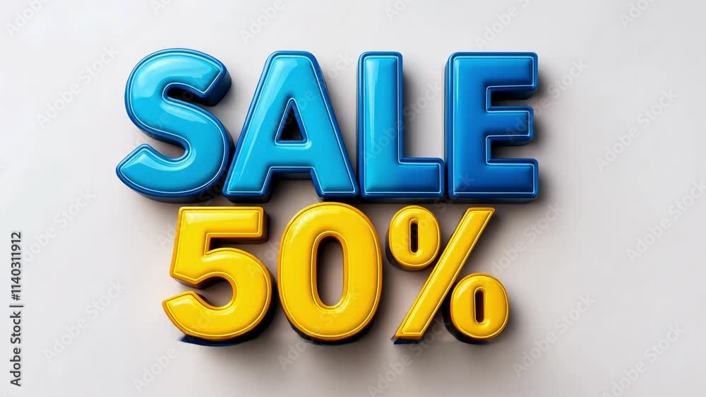 Colorful 50% sale text on white background Colorful 50% sale text on white background