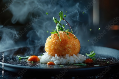 Italian fried rice ball known as arancini photo