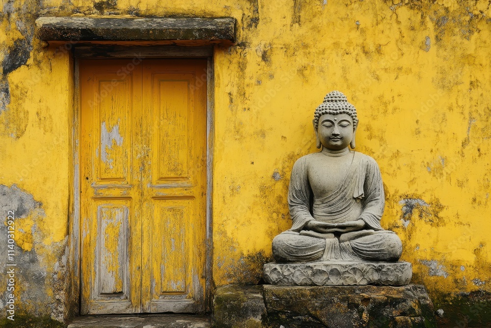 Obraz premium jade buddha door of yellow stone