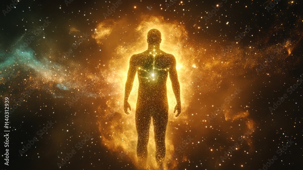 Cosmic Being: A Silhouette Embraced by Starlight Cosmic Being: A Silhouette Embraced by Starlight