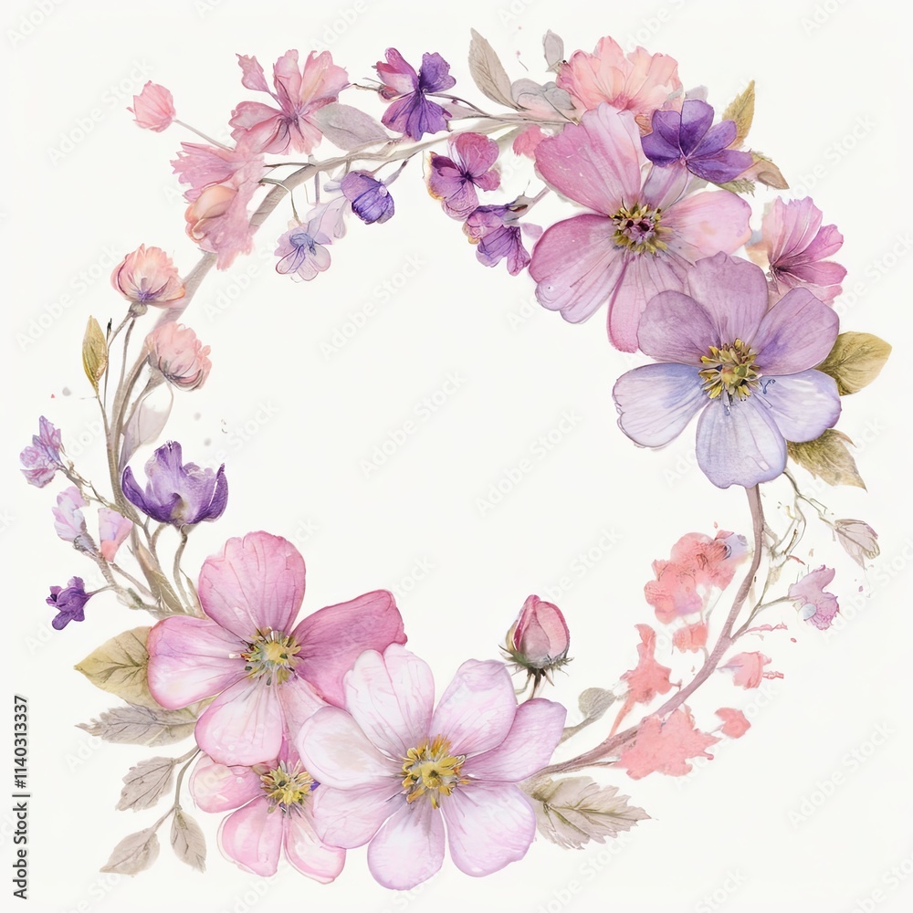 corona de flores primavera. estilo acuarela corona de flores primavera. estilo acuarela