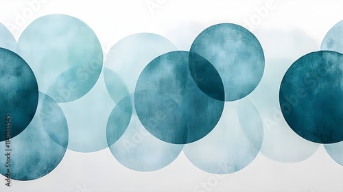 A clean white canvas with subtle overlapping circles in shades of pale blue and mint green. photo