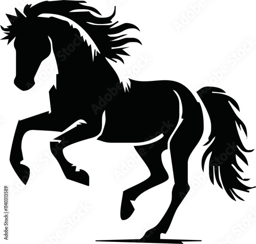 Silhouette Of Horse running Vector